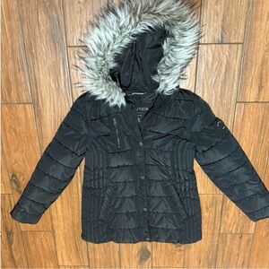 Nautica Black Puffer Coat Size Large